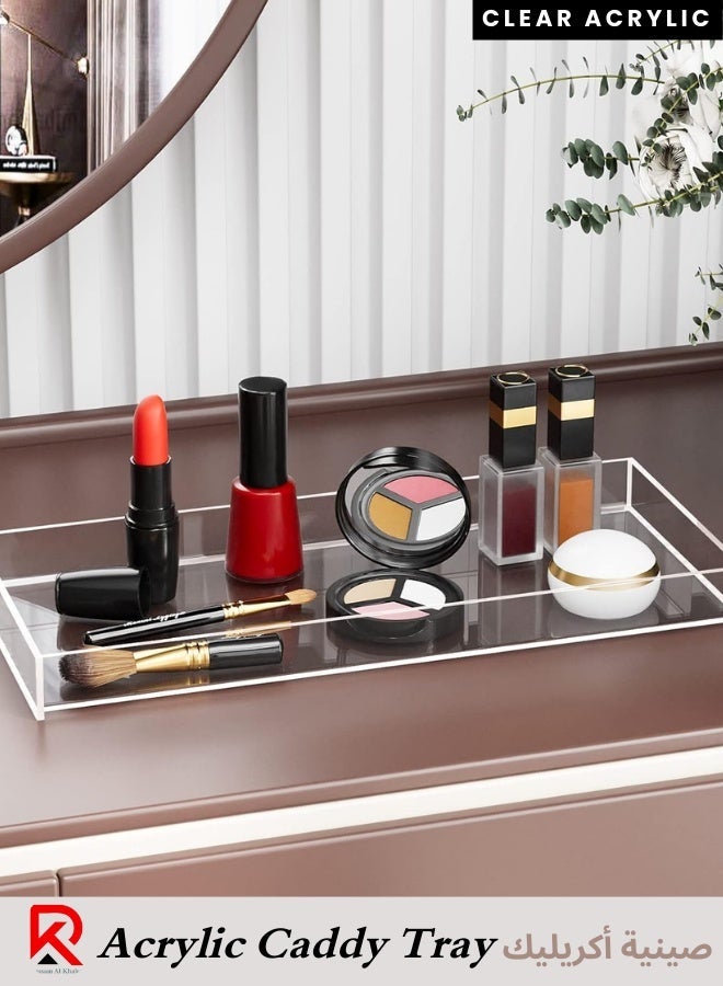 Rassam Al Khaleej 8mm Clear Acrylic Bathtub Caddy Tray – Decorative Serving Tray, Acrylic Vanity organizer-Countertop Bath Organizer for Relaxing Spa -Towel Tray For Hotel - Image 1