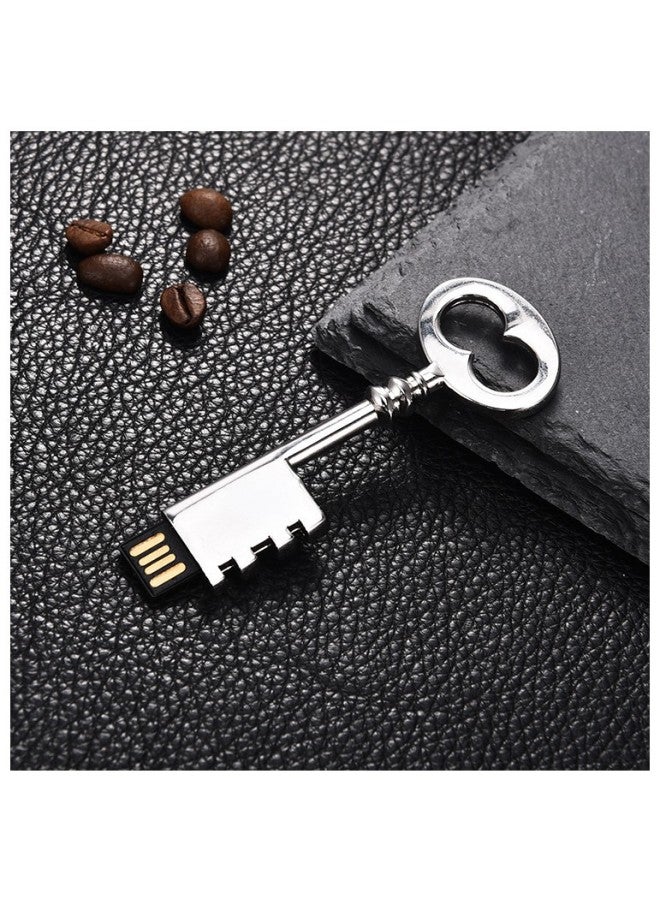 Loquat Antique Key Magic Castle Golden Key USB Disk Chinese Style Retro Key USB Disk 8gb16gb32gb64gb-Color:Silver-Capacity:8GB  - Image 3