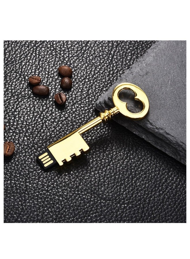 Loquat Antique Key Magic Castle Golden Key USB Disk Chinese Style Retro Key USB Disk 8gb16gb32gb64gb-Color:Silver-Capacity:8GB  - Image 2
