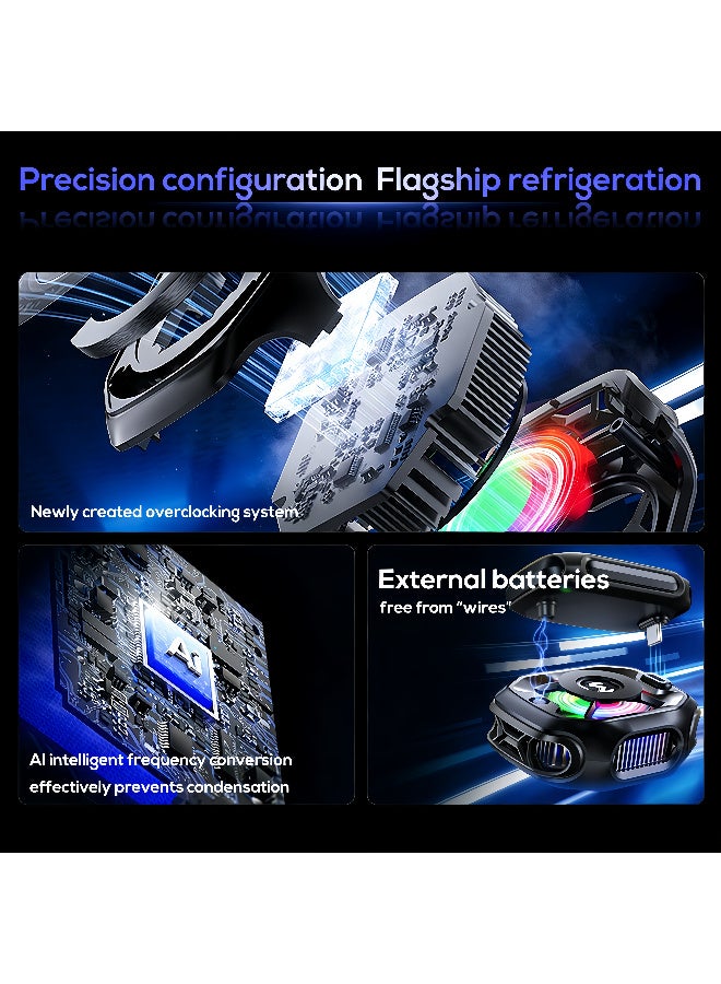 Memo Magnetic Phone Cooler with AI Display - Semiconductor Ice Cooling Radiator, 2000mAh Battery & RGB Lighting, Type-C Portable (54x69.5x44mm) for iPhone Android Gaming Devices-Black - Image 3