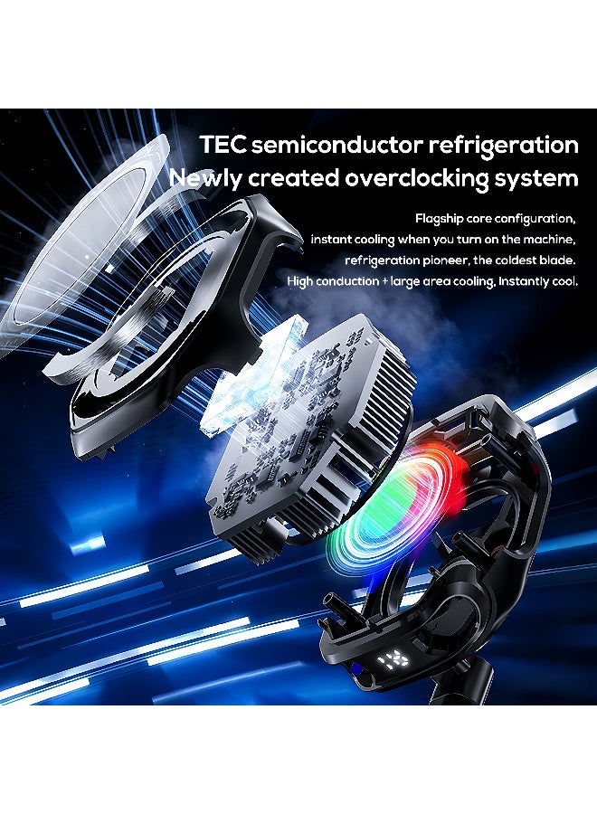 Memo Magnetic Phone Cooler with AI Display - Semiconductor Ice Cooling Radiator, 2000mAh Battery & RGB Lighting, Type-C Portable (54x69.5x44mm) for iPhone Android Gaming Devices-Black - Image 5