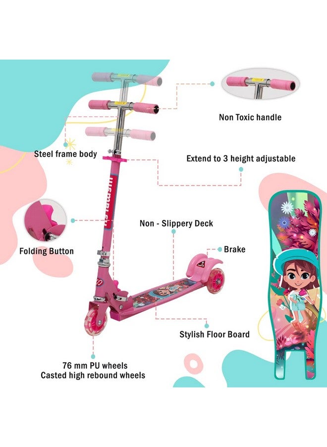 ويمبلي سكوتر ويمبلي للأطفال بثلاث عجلات وإطار فولاذي ومقبض كبير قابل للطي وتعديل الارتفاع للأطفال من سن 3 إلى 6 سنوات، سكوتر تزلج، سعة 20 كجم - وردي - Image 5