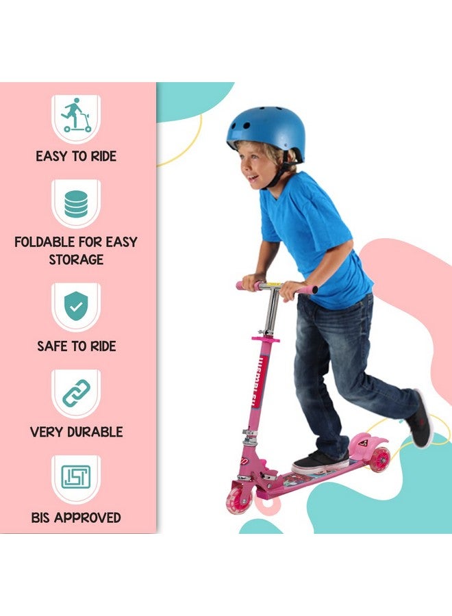 ويمبلي سكوتر ويمبلي للأطفال بثلاث عجلات وإطار فولاذي ومقبض كبير قابل للطي وتعديل الارتفاع للأطفال من سن 3 إلى 6 سنوات، سكوتر تزلج، سعة 20 كجم - وردي - Image 4