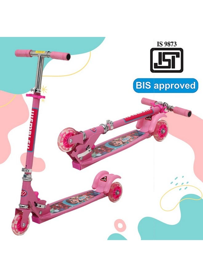 ويمبلي سكوتر ويمبلي للأطفال بثلاث عجلات وإطار فولاذي ومقبض كبير قابل للطي وتعديل الارتفاع للأطفال من سن 3 إلى 6 سنوات، سكوتر تزلج، سعة 20 كجم - وردي - Image 2