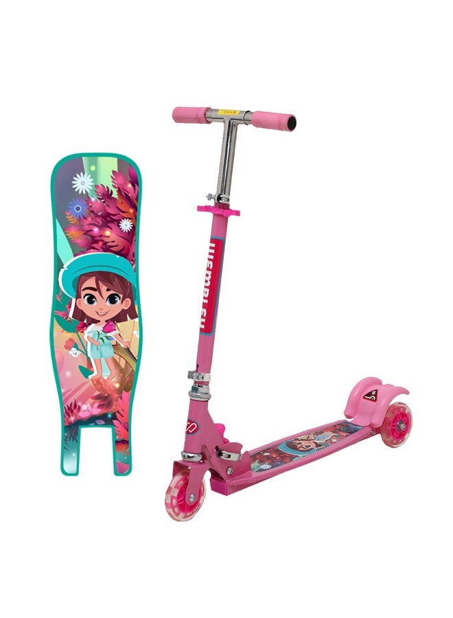 ويمبلي سكوتر ويمبلي للأطفال بثلاث عجلات وإطار فولاذي ومقبض كبير قابل للطي وتعديل الارتفاع للأطفال من سن 3 إلى 6 سنوات، سكوتر تزلج، سعة 20 كجم - وردي - Image 1