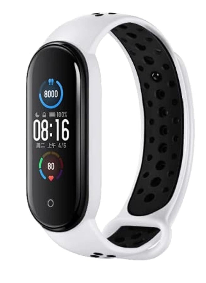 Generic Silicone Sport Strap Compatible with Mi Band 5 / Mi Band 6 Breathable Replacement Strap Compatible with Xiaomi Mi Band 5 6 Smart Watch, One Size  - Image 1