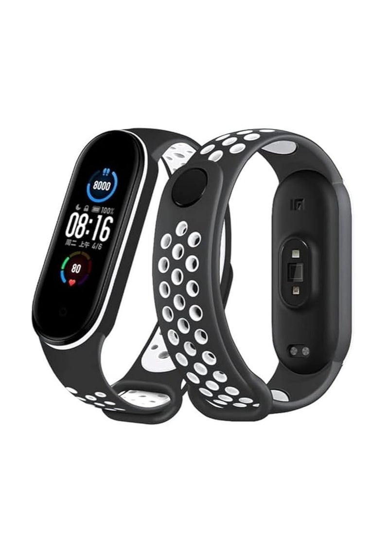 Generic Silicone Sport Strap Compatible with Mi Band 5 / Mi Band 6 Breathable Replacement Strap Compatible with Xiaomi Mi Band 5 6 Smart Watch, One Size  - Image 2