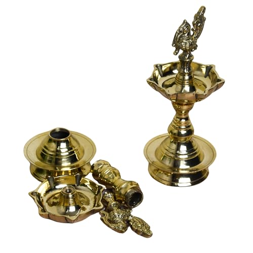 Neetu Arts Pure Brass Udupi Diya with 7 Wicks – Heavy Murga Design, 4 Inches, Pack of 1 Pair - Image 5
