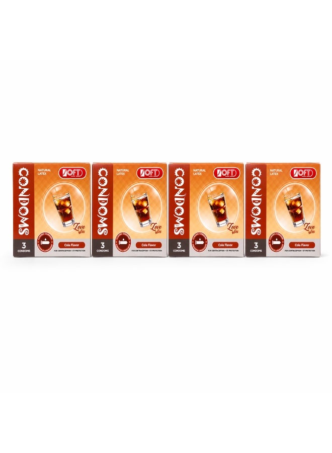 سوفت واقي ذكري بنكهة الكولا من SOFT Natural Latex – عبوة 4 علب × 3 قطع، لاتكس طبيعي، للاستخدام الشخصي للبالغين - Image 1