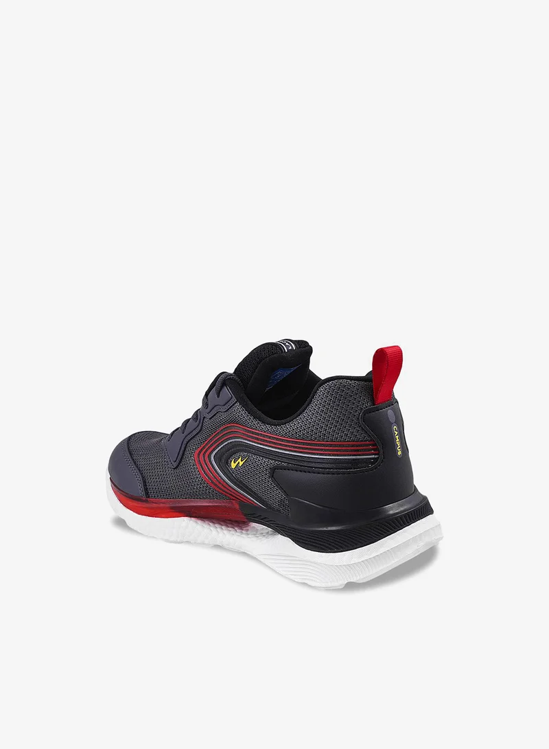 CAMPUS D.Gry/Blk Kids Red Accent Low-Top Sneakers - Sporty Look Shoes with Cushioned Sole for All-Day Play  | Best Price UAE