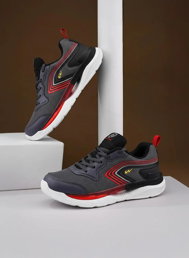 CAMPUS Kids Red Accent Low-Top Sneakers - Sporty Look Shoes with Cushioned Sole for All-Day Play