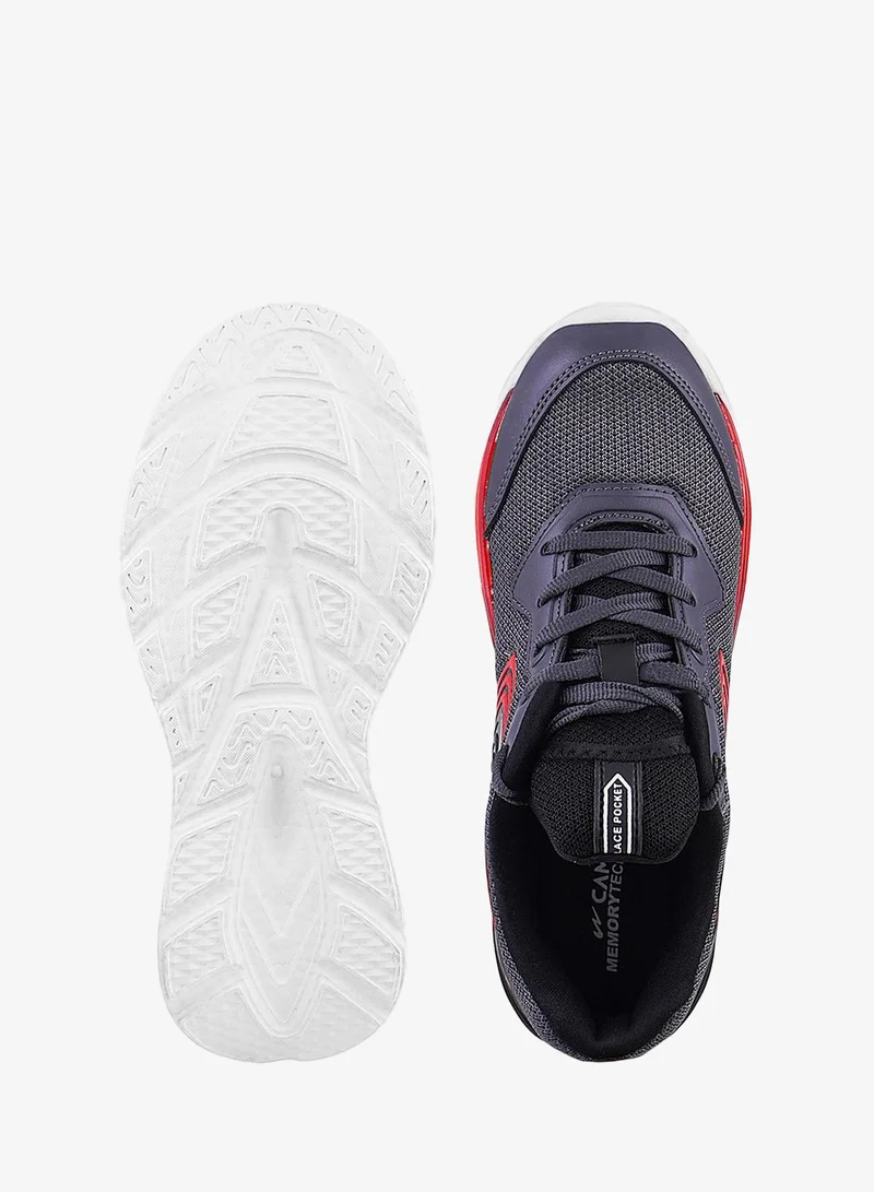 CAMPUS D.Gry/Blk Kids Red Accent Low-Top Sneakers - Sporty Look Shoes with Cushioned Sole for All-Day Play  | Best Price UAE