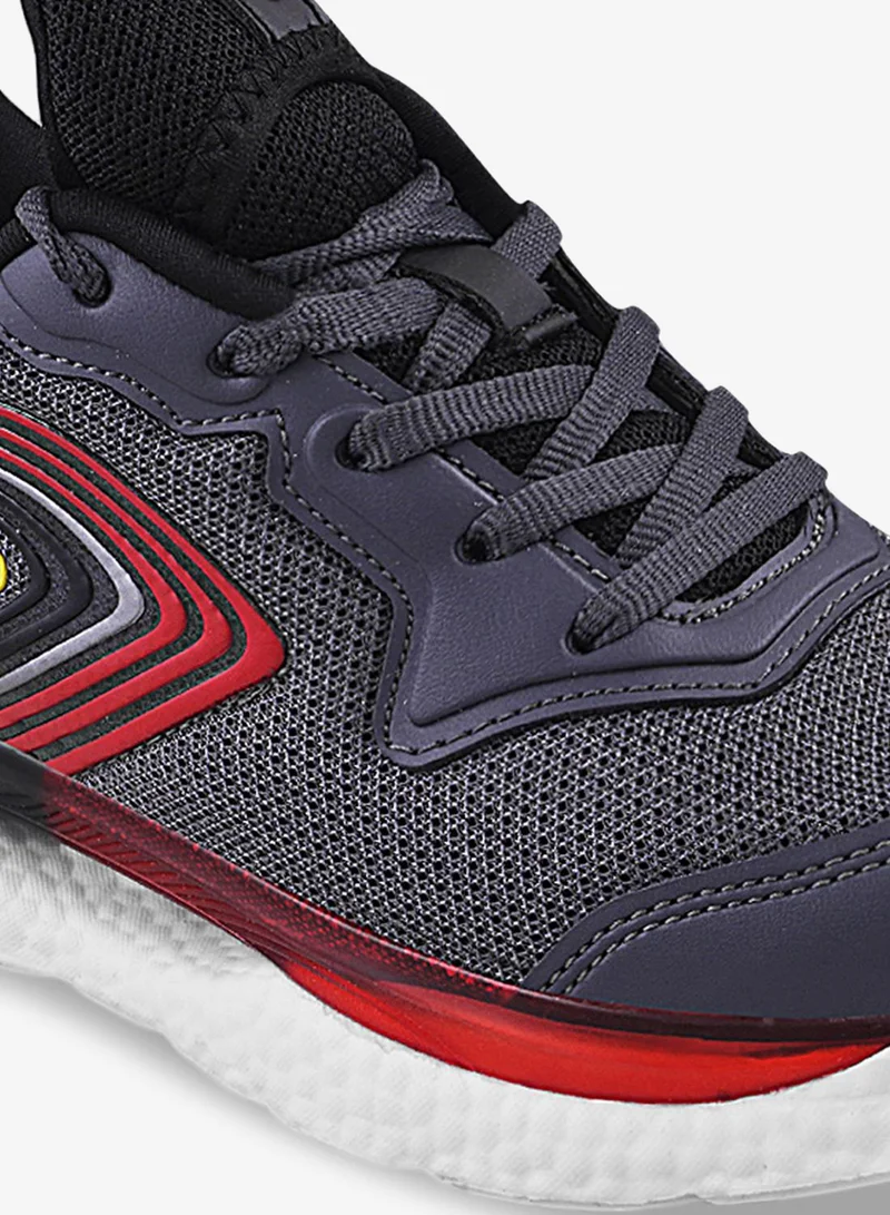 CAMPUS D.Gry/Blk Kids Red Accent Low-Top Sneakers - Sporty Look Shoes with Cushioned Sole for All-Day Play  | Best Price UAE