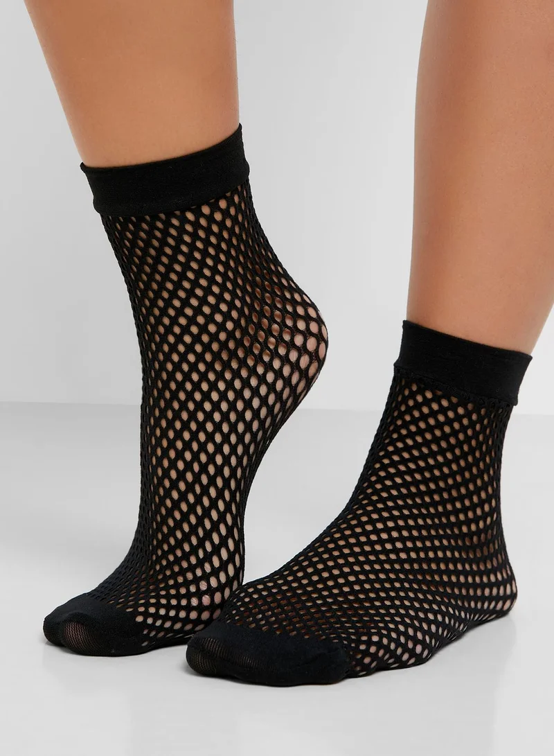 FOREVER 21 3 Pack Mesh Detail Socks