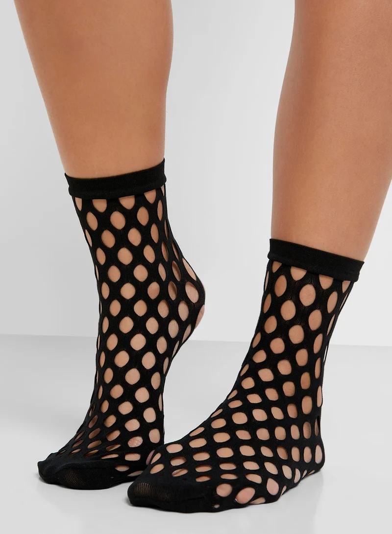 FOREVER 21 3 Pack Mesh Detail Socks