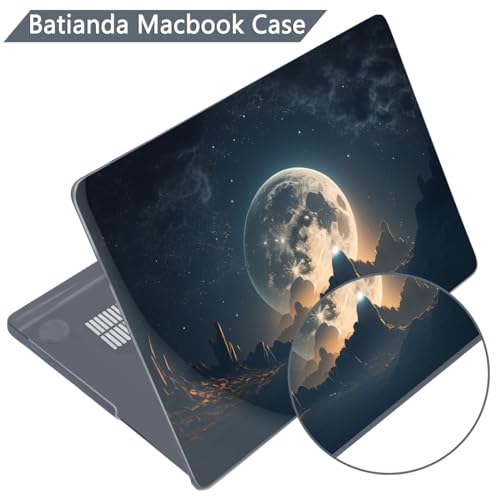 Batianda for MacBook Pro 14 Inch Case 2026-2021 Release M5 M4 M3 M2 M1 Pro/Max, 1.2mm Slim Graphic Hard Shell Cover with Keyboard Cover, Screen Protector 4-in-1 Bundle, Moon in Sky - Image 5