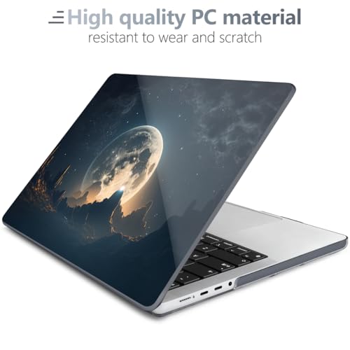 Batianda for MacBook Pro 14 Inch Case 2026-2021 Release M5 M4 M3 M2 M1 Pro/Max, 1.2mm Slim Graphic Hard Shell Cover with Keyboard Cover, Screen Protector 4-in-1 Bundle, Moon in Sky - Image 3