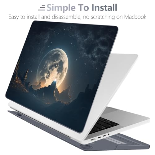 Batianda for MacBook Pro 14 Inch Case 2026-2021 Release M5 M4 M3 M2 M1 Pro/Max, 1.2mm Slim Graphic Hard Shell Cover with Keyboard Cover, Screen Protector 4-in-1 Bundle, Moon in Sky - Image 4