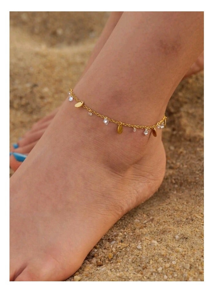 خلخال نسائي عصري وأنيق من الاستانلس ستيل باللون الذهبي - Image 1