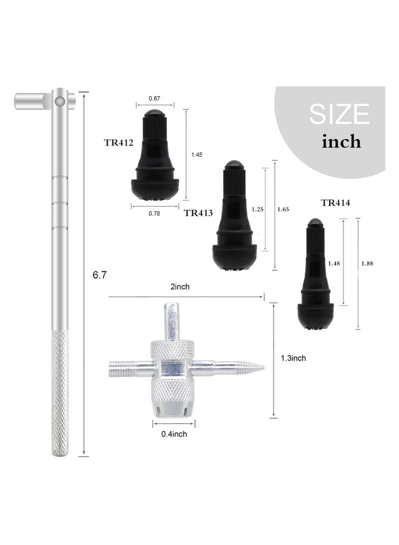 SYOSI Valve Stem Puller Installer Tool, 5Pcs TR412, 5Pcs TR413, 5Pcs TR414 Tire Snap in Short Rubber Valve Stem, 4 Way Valve Core Remover, Single Head Tire Valve Core Remover Installer Tool(40Pcs)  - Image 3