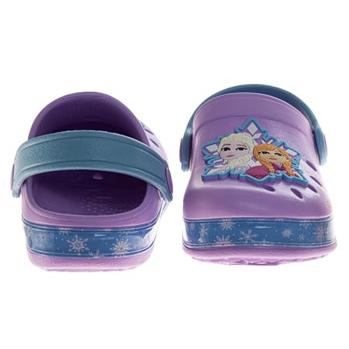 Josmo Frozen Girls Clog Sandals Elsa & Anna Slip-On Slides Closed Toe Clogs with Backstrap Summer Beach Pool Shoes- Lavender Blue Size 9-10 Toddler - Image 3