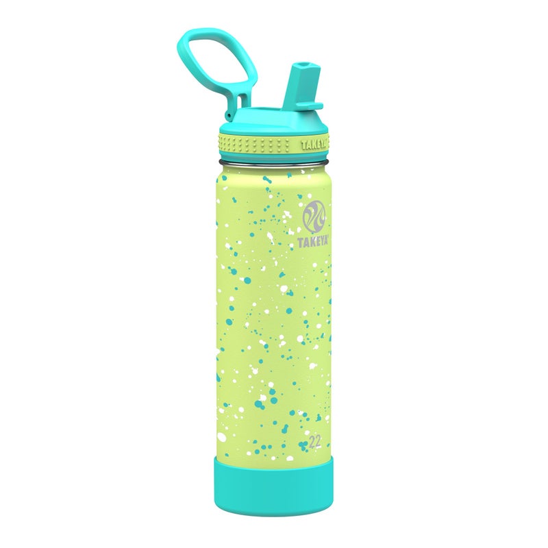 Takeya 22 oz Actives Stainless Steel Water Bottle with Straw Lid Leakproof DoubleWall Insulated Keeps Drinks Cold 24 hrsHot 12 hrs BPAFree PowderCoated Gym Travel Confetti Green Grass - Image 2
