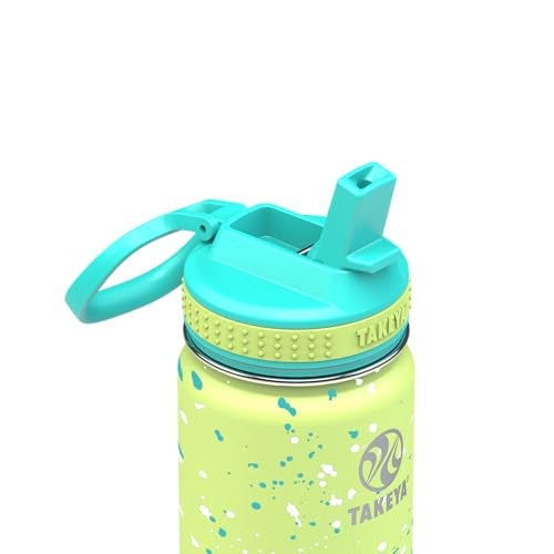 Takeya 22 oz Actives Stainless Steel Water Bottle with Straw Lid Leakproof DoubleWall Insulated Keeps Drinks Cold 24 hrsHot 12 hrs BPAFree PowderCoated Gym Travel Confetti Green Grass - Image 3