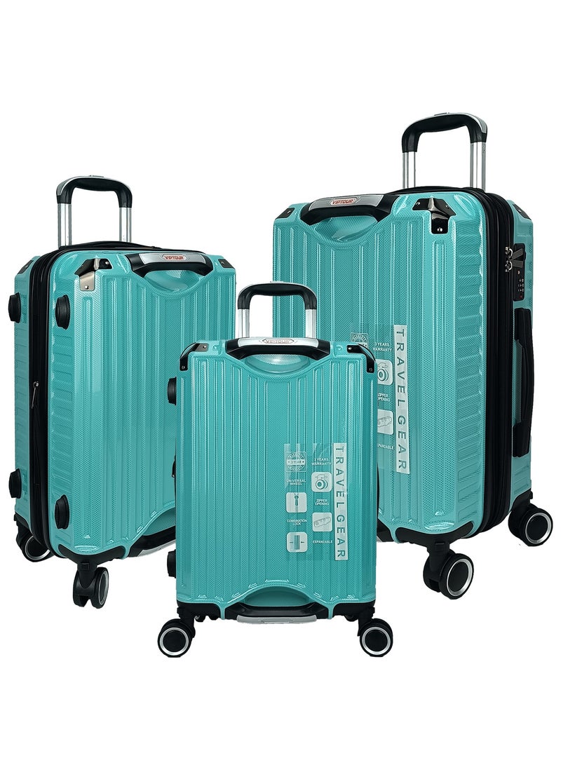 VIPTOUR Trolley Luggage Set of 3 PCS TPC Hard Side Spinner Wheels with TSA Lock With Cup Holder - Image 1