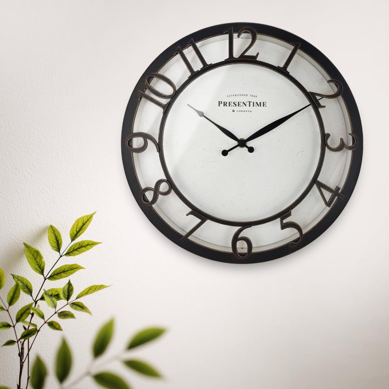 Presentime & Co 13" Farmhouse Series Wall Clock, Vintage Style, Retro Clock, Silent No Ticking, Raised 3D Arabic Numeral, Oil Rubbed Bronze Finish. - Image 5