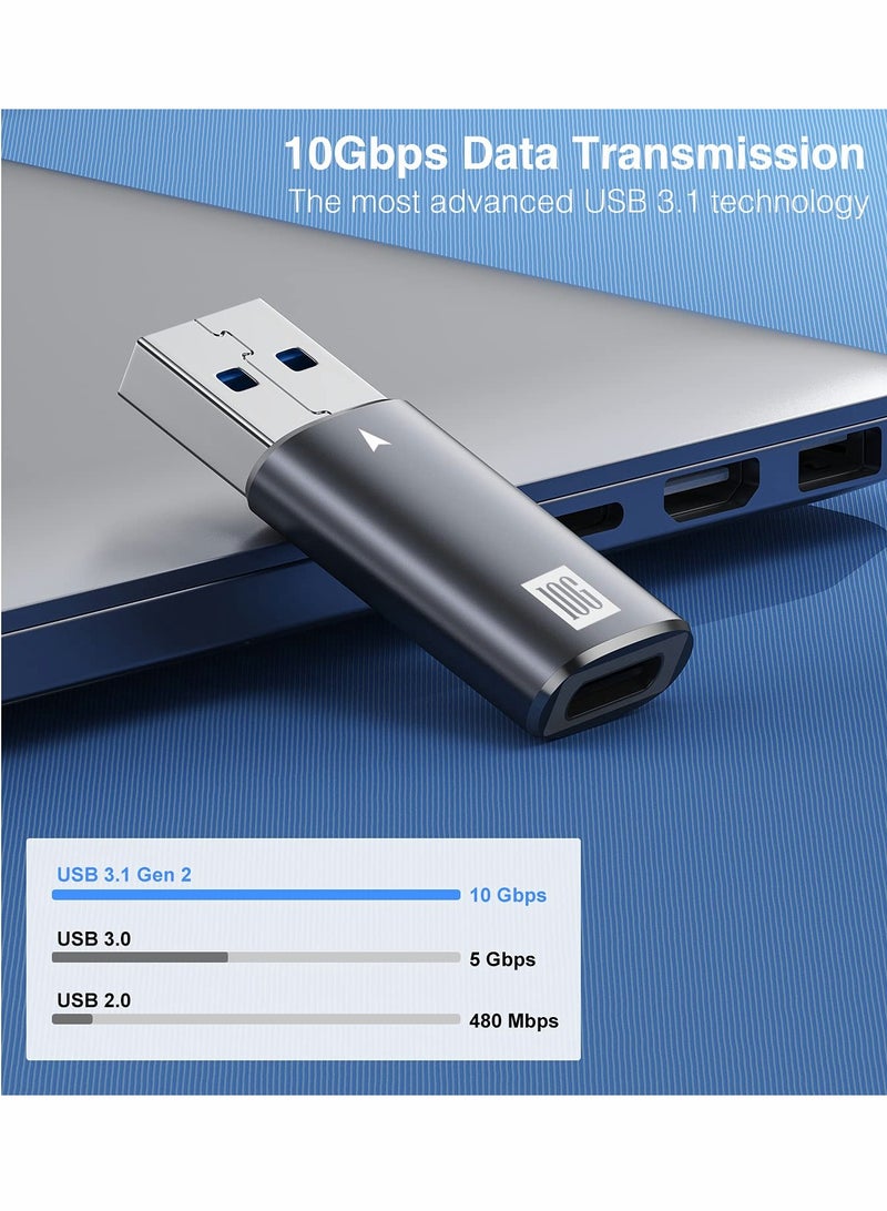 USB C Female to USB Male Adapter 10Gbps,  2 Pcs USB 3.1 A to USB C Adapter SuperSpeed Data Sync, Perfect Fit for iPhone 12 Mini/12 Pro Max/11 Pro Max, Type-C Earphone, Power Bank, Quest Link - Image 3