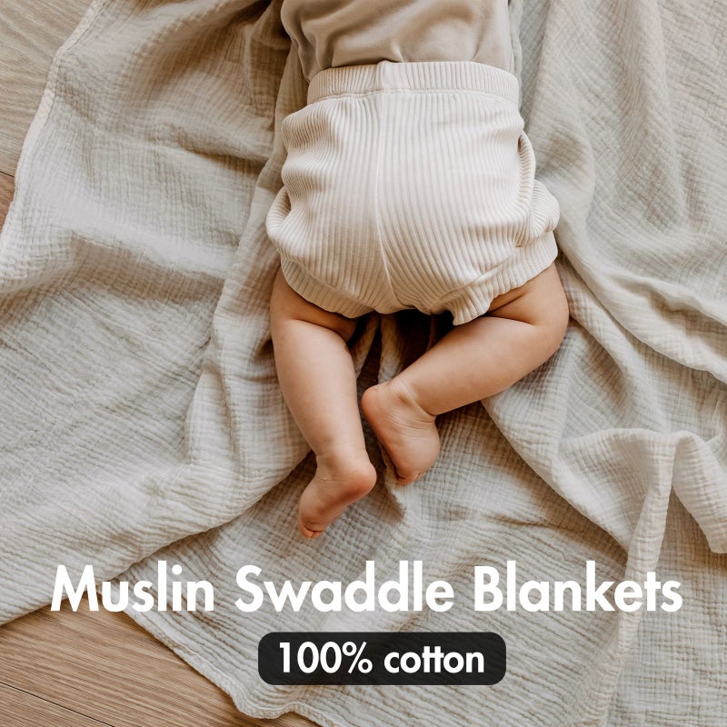 3pcs Muslin Swaddle Blankets 38x40in Ultra Soft Breathable Wraps Green Hooded Nursing Playtime Unisex Geometric Pattern Cozy Gentle Fabric Machine Washable - Image 2