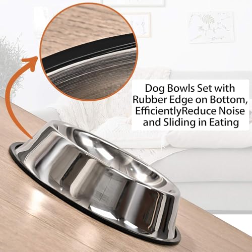 PremiumAV Stainless Steel Pet Bowl 1500 ML 5 No. Size – Non-Slip Food & Water Bowl for Dogs & Cats, Heavy Duty No-Tip Design, Dishwasher Safe, Chew Proof, Rust Free Durable Feeding Dish (Pack of 1) - Image 3