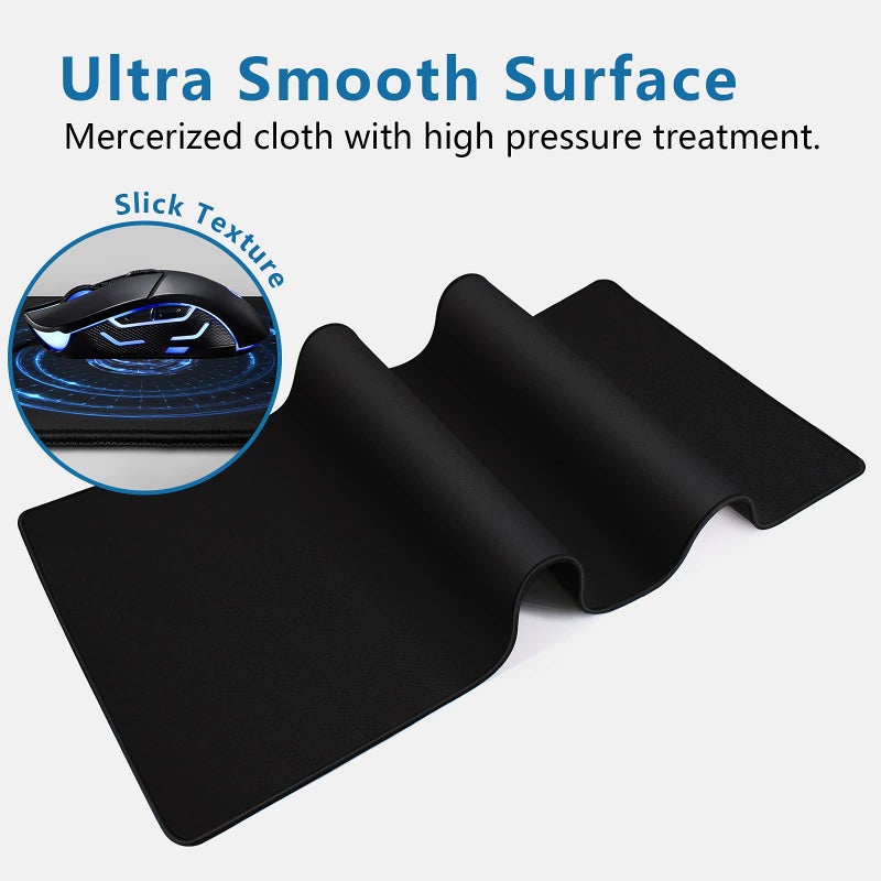 TONOS Large Mouse Pad- 31x12 in. XL Mousepad Keyboard Pad with Stitched Edges, Uitra-Smooth Mouse Mat & Non-Slip Rubber Base, Gaming Mouse Pad for Gamer, Office & Home, Black - Image 3