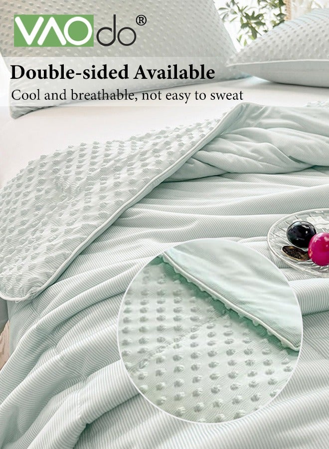 فاو دو وافل تبريد بطانية, بارد لمس قماش بطانية, امتصاص الحرارة مزدوجة الجانب خفيفة الوزن بطانية, التنفس الصيف ملابس السرير بطانية خضراء - Image 4
