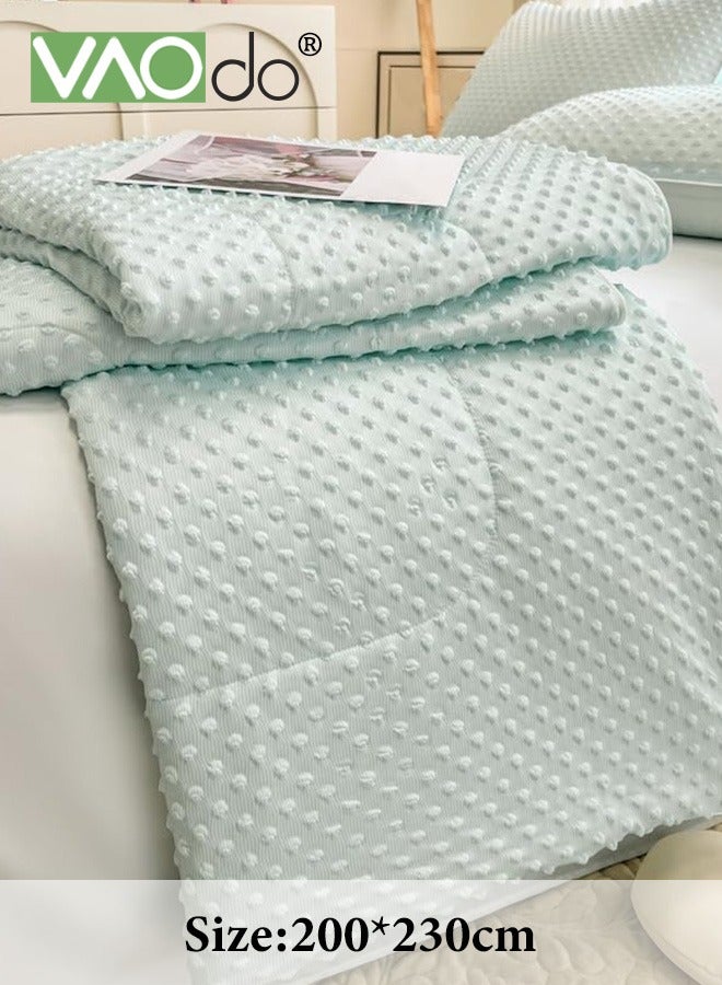 فاو دو وافل تبريد بطانية, بارد لمس قماش بطانية, امتصاص الحرارة مزدوجة الجانب خفيفة الوزن بطانية, التنفس الصيف ملابس السرير بطانية خضراء - Image 3