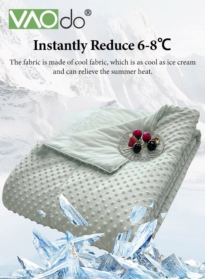 فاو دو وافل تبريد بطانية, بارد لمس قماش بطانية, امتصاص الحرارة مزدوجة الجانب خفيفة الوزن بطانية, التنفس الصيف ملابس السرير بطانية خضراء - Image 2