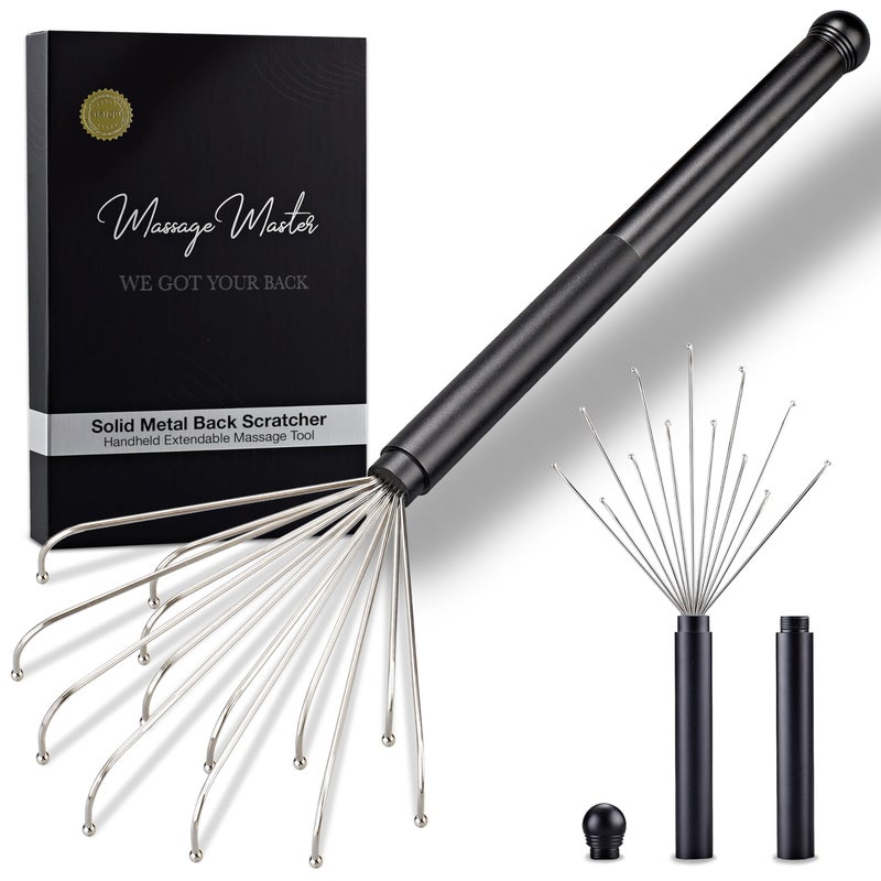 stargo Massage Master Metal Back Scratcher Extendable for Men Women Elderly Wide Wire Claw Scratching Head Body Massager Hand Back Scratch for Adults Dogs Massage Stick Gift