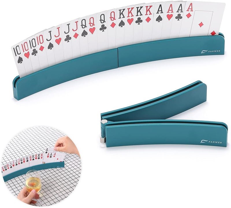 Fanwer Card Holders for Playing Cards, Hands-Free Curved Foldable Plastic Playing Card Holder for Kids Seniors, 2 Pack, 13.4Inches Long - Image 1