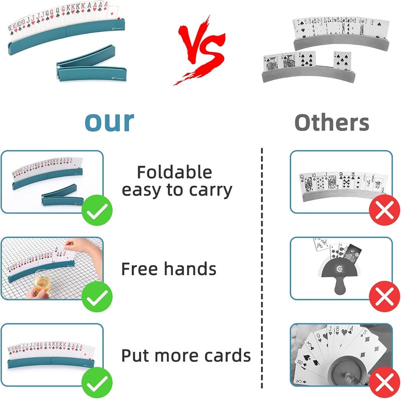 Fanwer Card Holders for Playing Cards, Hands-Free Curved Foldable Plastic Playing Card Holder for Kids Seniors, 2 Pack, 13.4Inches Long - Image 3