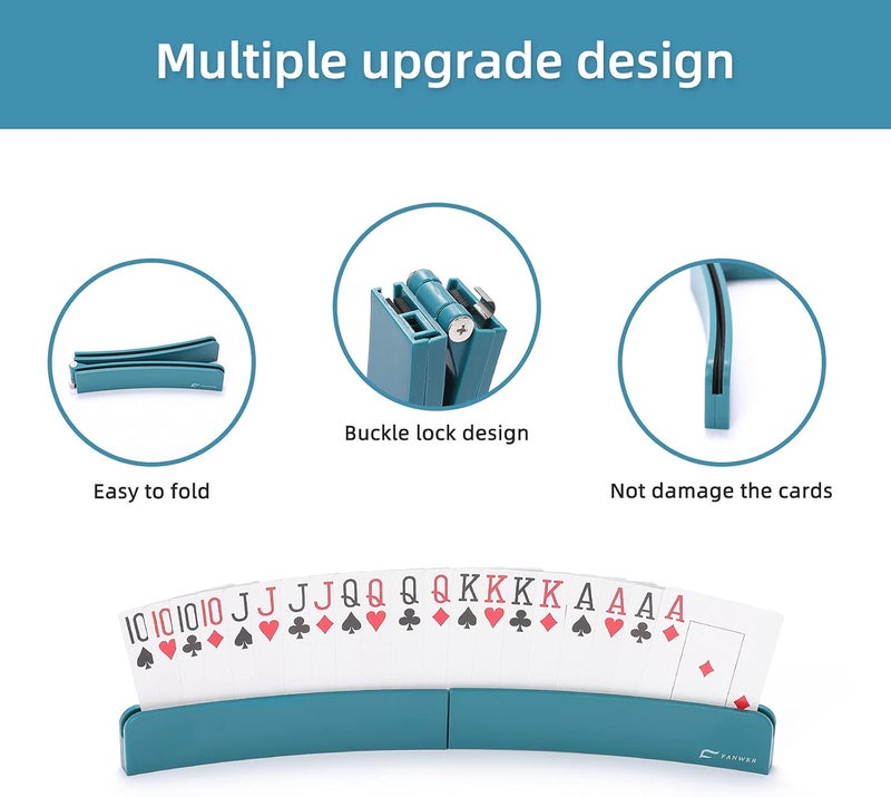 Fanwer Card Holders for Playing Cards, Hands-Free Curved Foldable Plastic Playing Card Holder for Kids Seniors, 2 Pack, 13.4Inches Long - Image 4