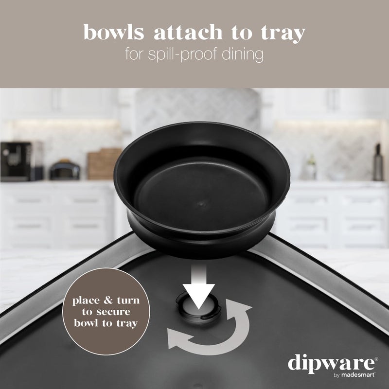 Madesmart Madesmart dipware Dinner Plate with Collapsible and Removable Dip Bowl for Meals and Appetizers; Reusable Serving Plate with Multipurpose Bowl  Translucent Carbon - Image 4