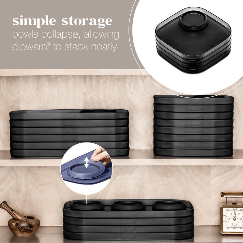 Madesmart Madesmart dipware Dinner Plate with Collapsible and Removable Dip Bowl for Meals and Appetizers; Reusable Serving Plate with Multipurpose Bowl  Translucent Carbon - Image 5