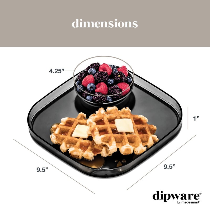 Madesmart Madesmart dipware Dinner Plate with Collapsible and Removable Dip Bowl for Meals and Appetizers; Reusable Serving Plate with Multipurpose Bowl  Translucent Carbon - Image 3