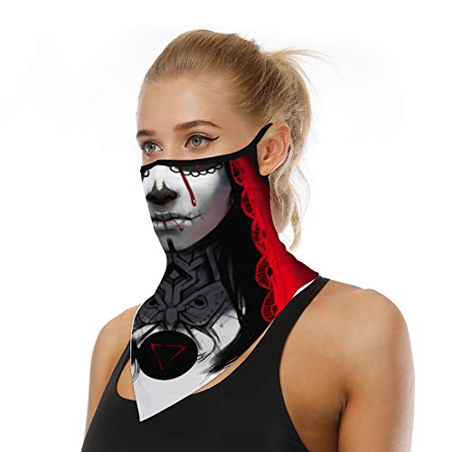 YAYOUREL Halloween Scary Skull Mask Halloween Masks for Adults Neck Gaiter Face Mask Covering Bandanas for Men Women Summer UV Face Scarf Mask Cover Facemask - Image 2