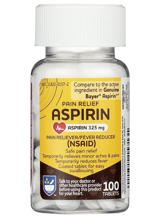 RITE AID Aspirin Tablets, 325 mg - 100 Count | NSAID Pain Relief | Easy Swallowing | Pain Reliever & Fever Reducer | Arthritis Pain Relief | Headache Relief | Migraine Medicine - Image 1