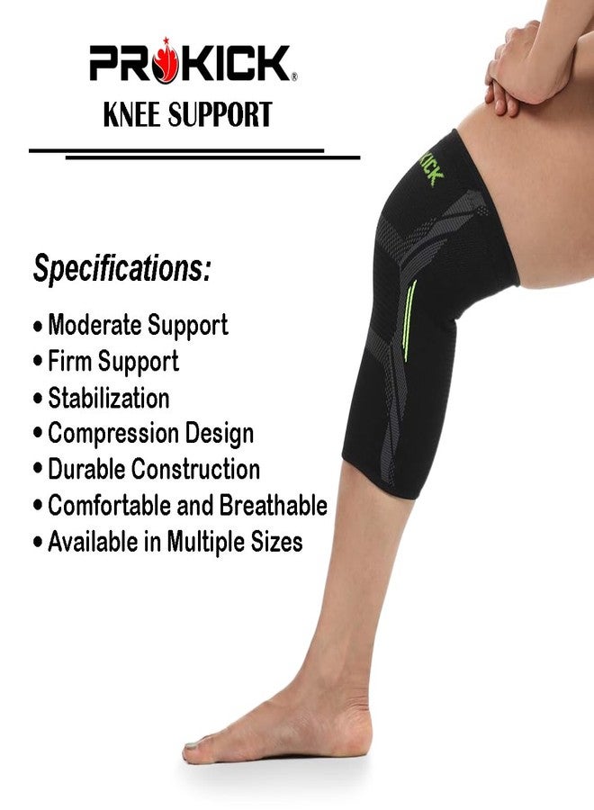 Prokick Powerflex Compression Knee Support | Stretchable Knee Cap Support for Sports & GYM | Suitable for Both Men and Women, Black/Green - Small - Image 2