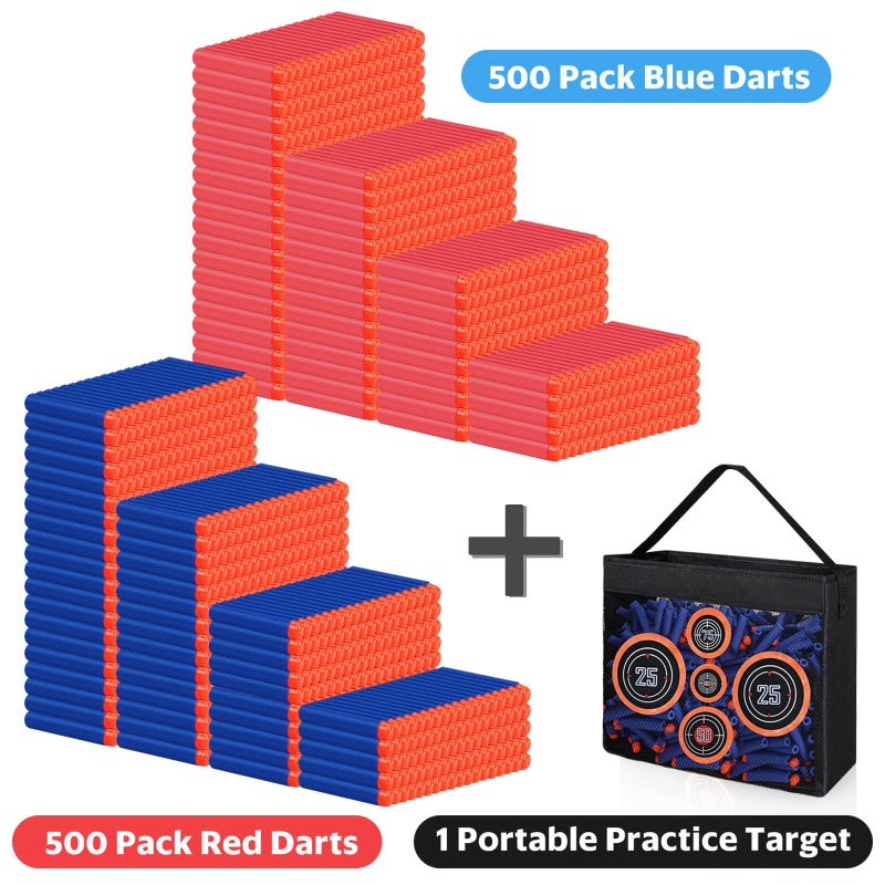 Pokiiulk Refill Darts Bullets Fit for Nerf Guns 1000 Pcs Foam Darts Fit for Nerf Party with Portable Shooting Practice Target Mesh Bag - Image 3