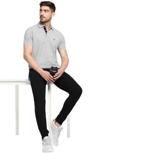Van Heusen Athleisure Men's Solid Regular Fit Polo (60032_Grey Melange_2XL) - Image 2