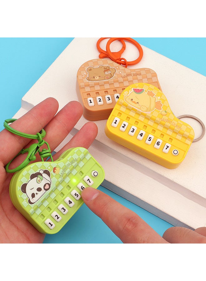 Creative Mini Piano Keychain Light-emitting Handheld Music Electronic Organ Toy Bag Pendant Ornaments Grab Machine Gift-Color:Cute Orange Cat Piano-round Ring  - Image 5