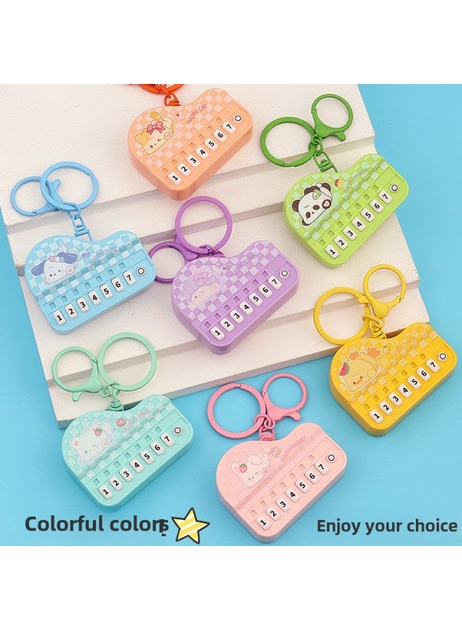 Creative Mini Piano Keychain Light-emitting Handheld Music Electronic Organ Toy Bag Pendant Ornaments Grab Machine Gift-Color:Cute Orange Cat Piano-round Ring  - Image 3